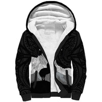 New Zealand South Island Football Custom Sherpa Hoodie Aoraki Mount Cook With Kiwi Maori Pattern LT14 Unisex Black - Polynesian Pride