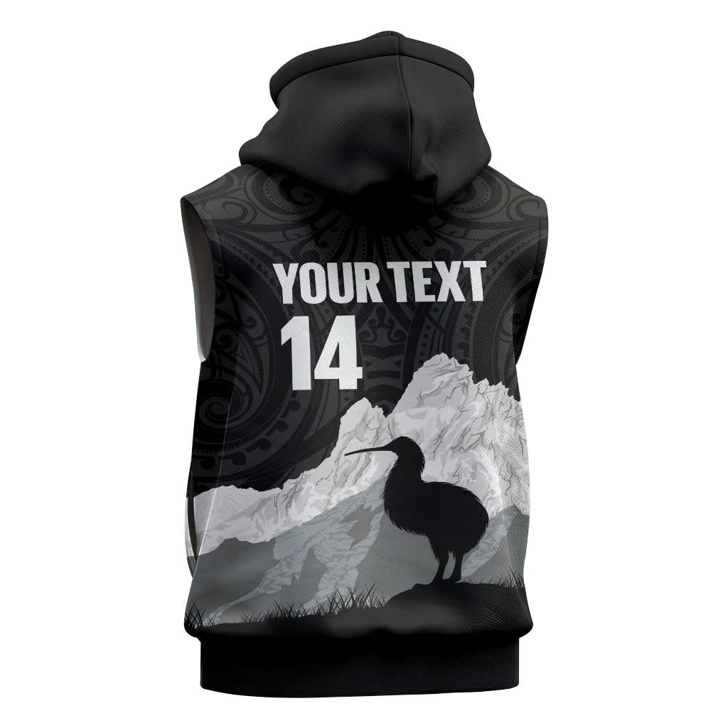 New Zealand South Island Football Custom Sleeveless Hoodie Aoraki Mount Cook With Kiwi Maori Pattern LT14 - Polynesian Pride