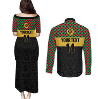 Vanuatu Football Custom Couples Matching Puletasi and Long Sleeve Button Shirt Go Chiefs Basket-weave Pattern