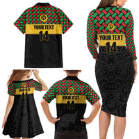 Vanuatu Football Custom Family Matching Long Sleeve Bodycon Dress and Hawaiian Shirt Go Chiefs Basket-weave Pattern LT14 - Polynesian Pride
