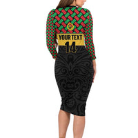 Vanuatu Football Custom Family Matching Long Sleeve Bodycon Dress and Hawaiian Shirt Go Chiefs Basket-weave Pattern LT14 - Polynesian Pride