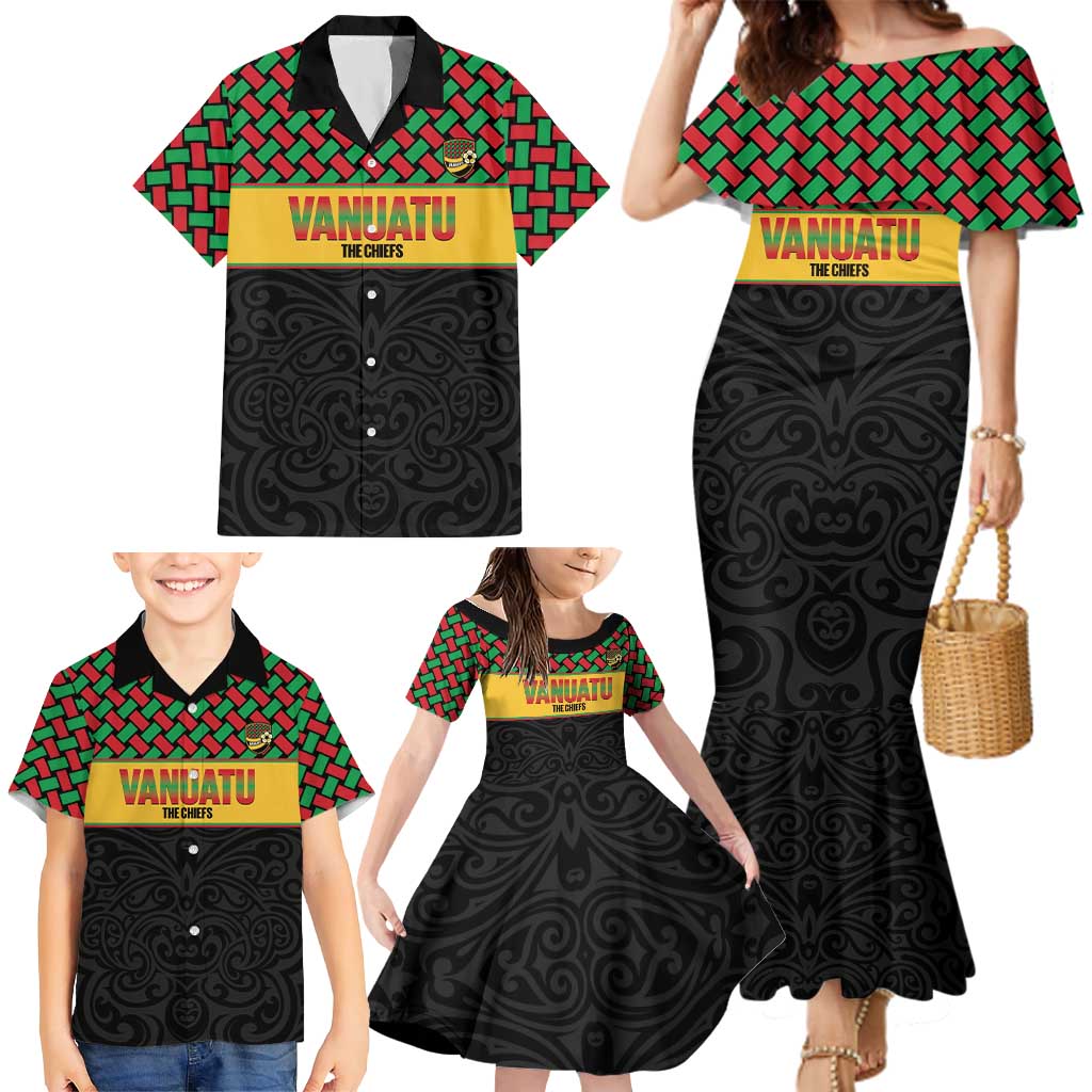 Vanuatu Football Custom Family Matching Mermaid Dress and Hawaiian Shirt Go Chiefs Basket-weave Pattern LT14 - Polynesian Pride
