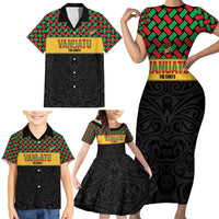 Vanuatu Football Custom Family Matching Short Sleeve Bodycon Dress and Hawaiian Shirt Go Chiefs Basket-weave Pattern LT14 - Polynesian Pride