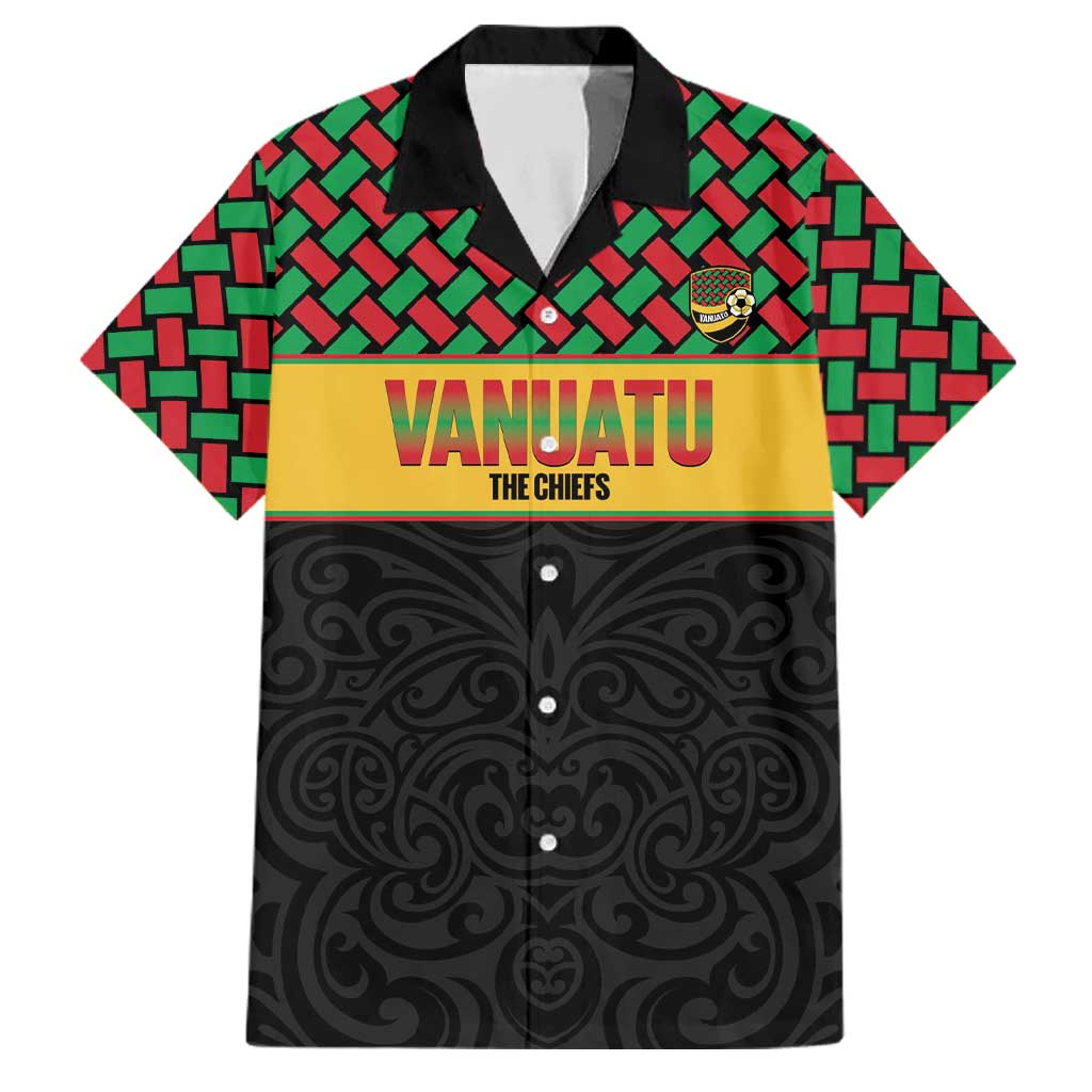 Vanuatu Football Custom Family Matching Short Sleeve Bodycon Dress and Hawaiian Shirt Go Chiefs Basket-weave Pattern LT14 Dad's Shirt - Short Sleeve Black - Polynesian Pride