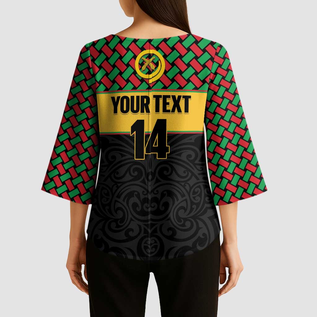 Vanuatu Football Custom Kimono Sleeve Blouse Go Chiefs Basket-weave Pattern