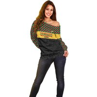 Vanuatu Football Custom Off Shoulder Sweater Go Chiefs Basket-weave Pattern