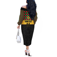 Vanuatu Football Custom Off The Shoulder Long Sleeve Dress Go Chiefs Basket-weave Pattern