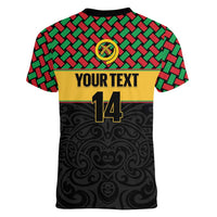 Vanuatu Football Custom Women V-Neck T-Shirt Go Chiefs Basket-weave Pattern