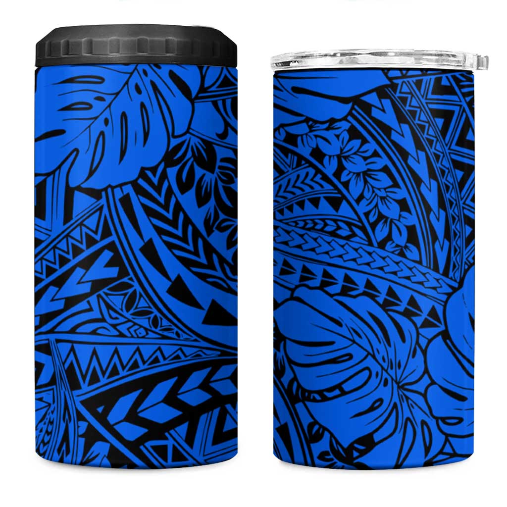 Blue Hawaii 4 in 1 Can Cooler Tumbler Polynesian Tribal Art