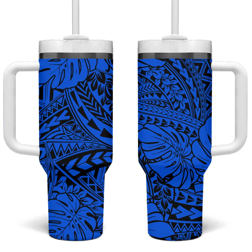 Blue Hawaii Tumbler With Handle Polynesian Tribal Art