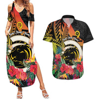 Vanuatu Boar Tusk Yumi Yumi Yumi Couples Matching Summer Maxi Dress and Hawaiian Shirt Independens Dei Long God Yumi Stanap LT14 Black - Polynesian Pride