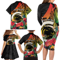 Vanuatu Boar Tusk Yumi Yumi Yumi Family Matching Long Sleeve Bodycon Dress and Hawaiian Shirt Independens Dei Long God Yumi Stanap LT14 - Polynesian Pride
