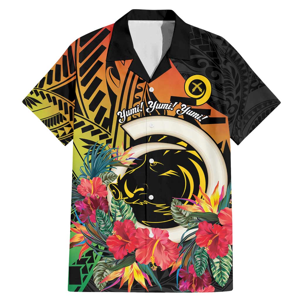 Vanuatu Boar Tusk Yumi Yumi Yumi Family Matching Mermaid Dress and Hawaiian Shirt Independens Dei Long God Yumi Stanap LT14 Dad's Shirt - Short Sleeve Black - Polynesian Pride