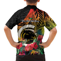 Vanuatu Boar Tusk Yumi Yumi Yumi Family Matching Off The Shoulder Long Sleeve Dress and Hawaiian Shirt Independens Dei Long God Yumi Stanap LT14 - Polynesian Pride