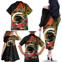 Vanuatu Boar Tusk Yumi Yumi Yumi Family Matching Off The Shoulder Long Sleeve Dress and Hawaiian Shirt Independens Dei Long God Yumi Stanap LT14 - Polynesian Pride