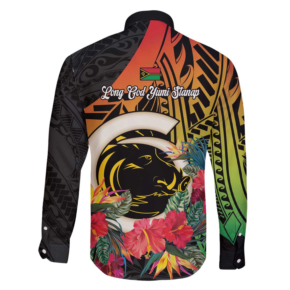 Vanuatu Boar Tusk Yumi Yumi Yumi Family Matching Off The Shoulder Long Sleeve Dress and Hawaiian Shirt Independens Dei Long God Yumi Stanap LT14 - Polynesian Pride