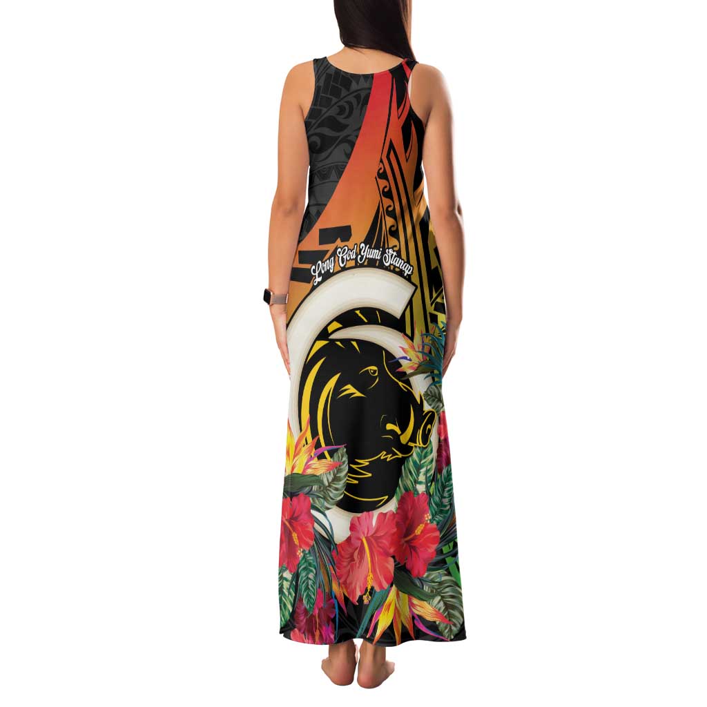 Vanuatu Boar Tusk Yumi Yumi Yumi Family Matching Tank Maxi Dress and Hawaiian Shirt Independens Dei Long God Yumi Stanap