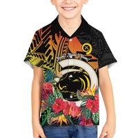 Vanuatu Boar Tusk Yumi Yumi Yumi Kid Hawaiian Shirt Independens Dei Long God Yumi Stanap LT14 Kid Black - Polynesian Pride