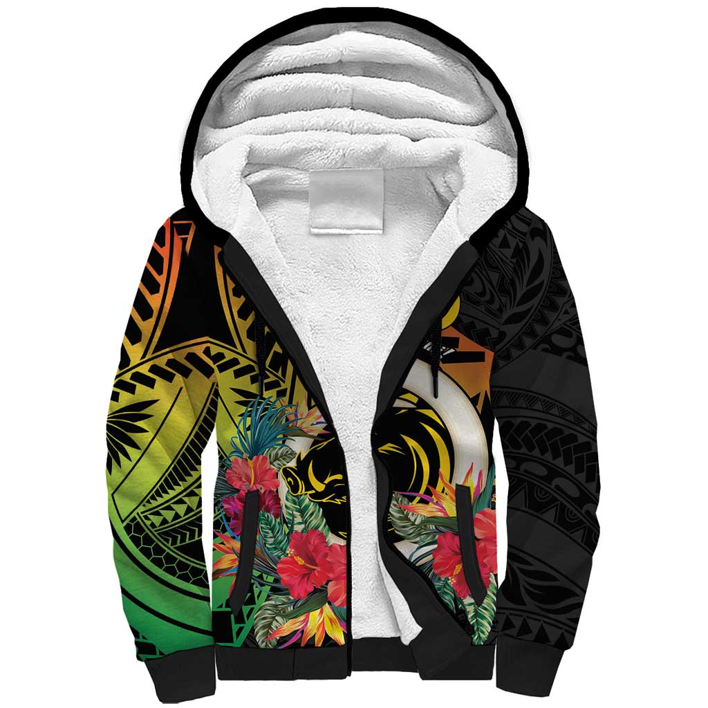 Vanuatu Boar Tusk Yumi Yumi Yumi Sherpa Hoodie Independens Dei Long God Yumi Stanap