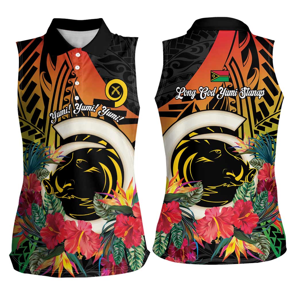 Vanuatu Boar Tusk Yumi Yumi Yumi Women Sleeveless Polo Shirt Independens Dei Long God Yumi Stanap