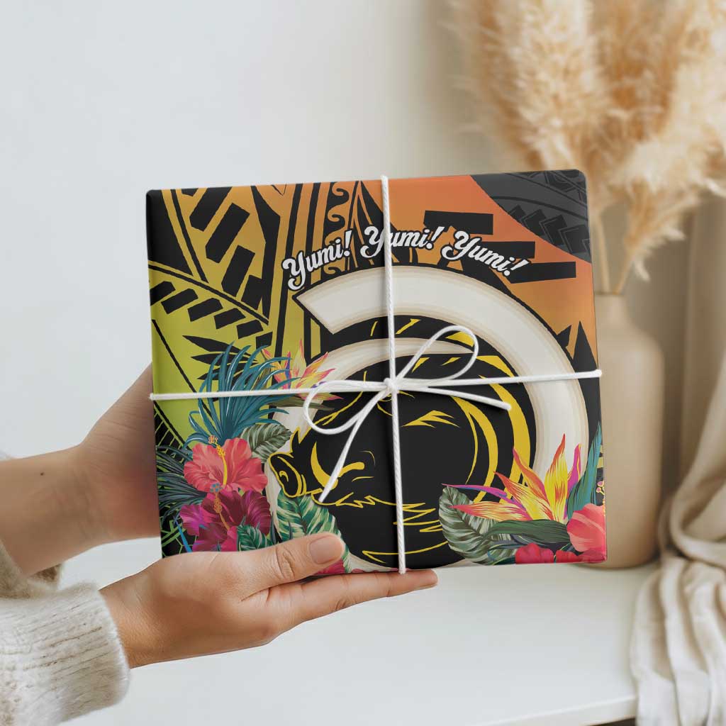 Vanuatu Boar Tusk Yumi Yumi Yumi Wrapping Paper Independens Dei Long God Yumi Stanap - Polynesian Pride