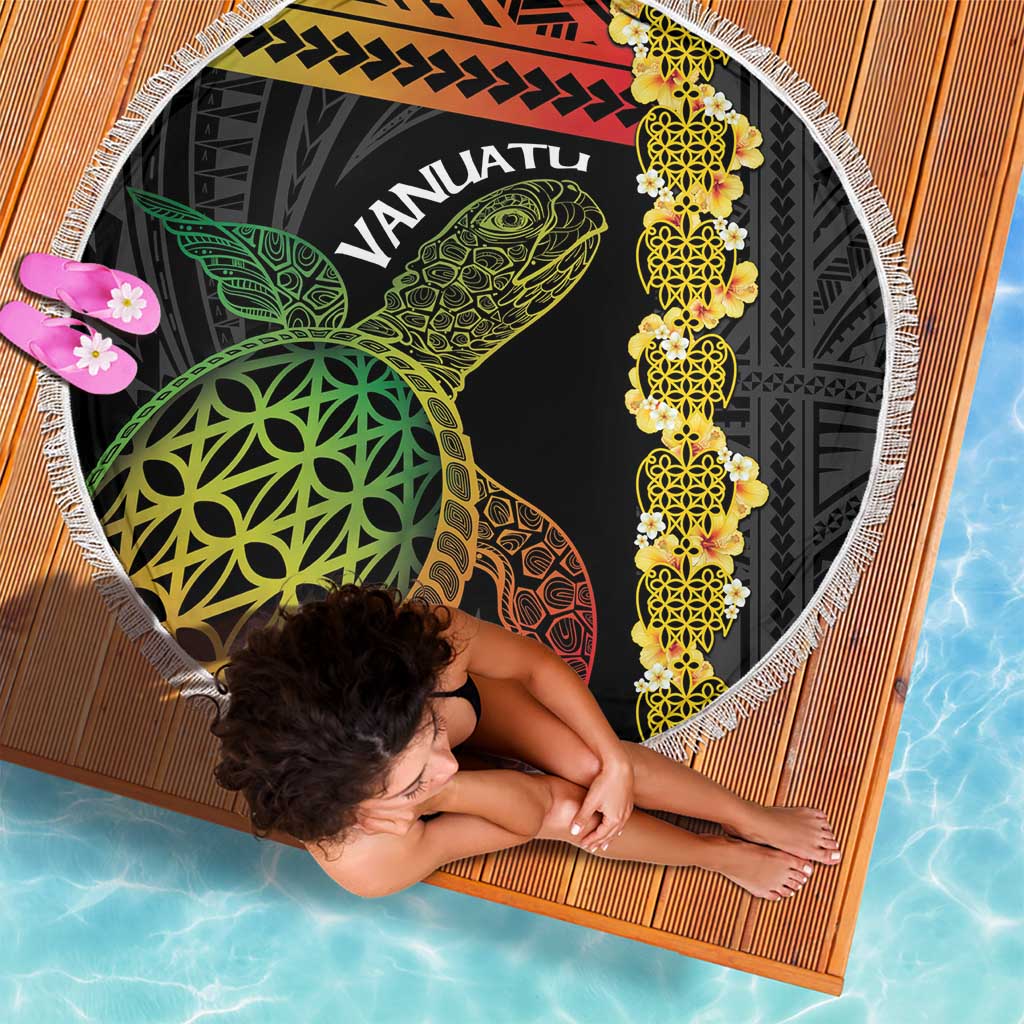 Vanuatu Sand Drawing Turtle Beach Blanket Happy Independence Day