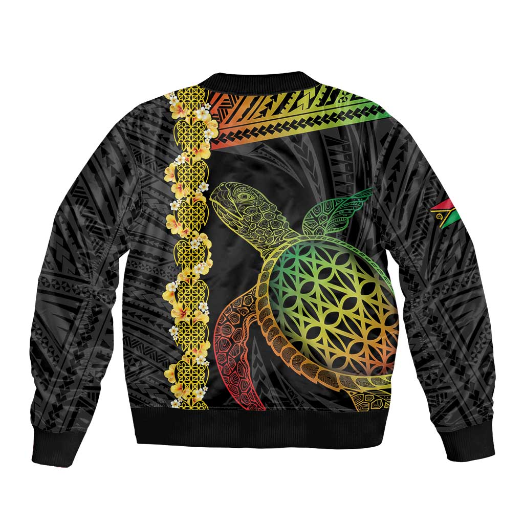 Vanuatu Sand Drawing Turtle Bomber Jacket Happy Independence Day