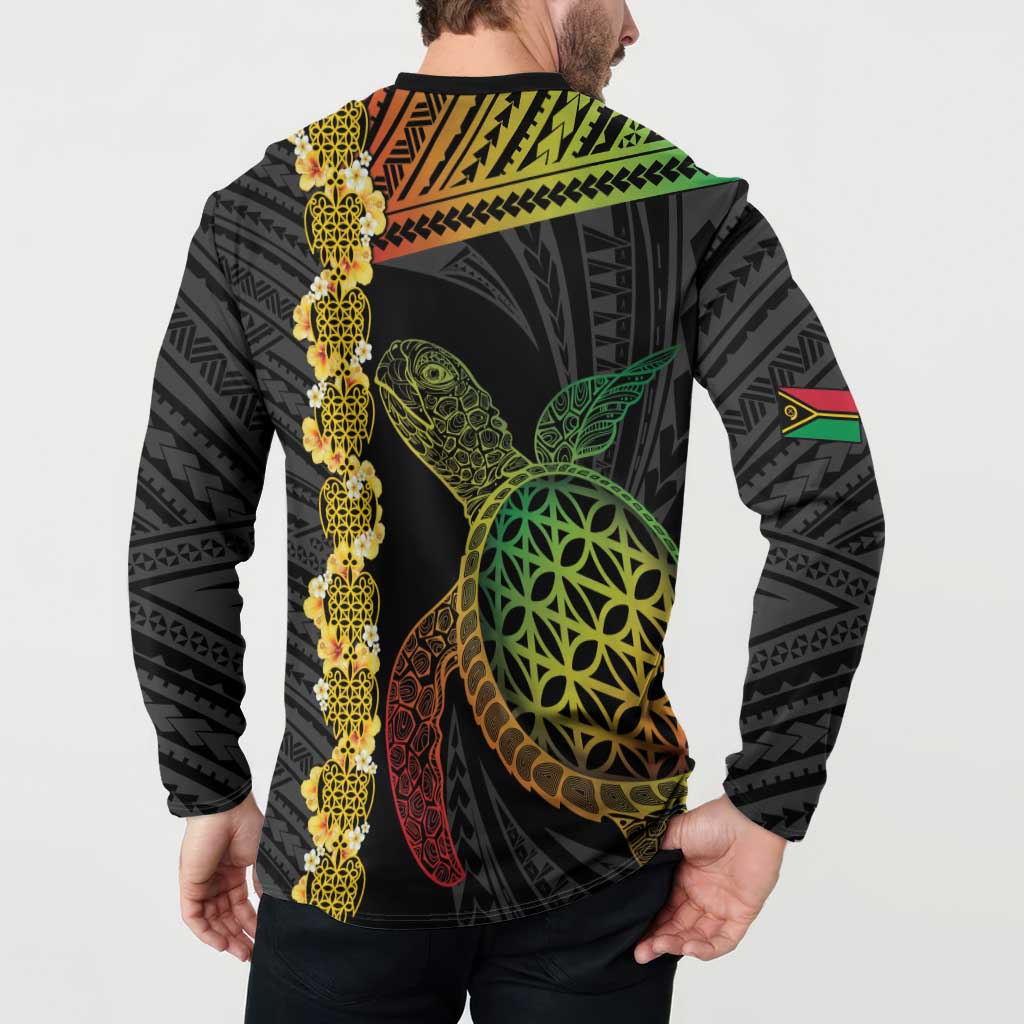 Vanuatu Sand Drawing Turtle Button Sweatshirt Happy Independence Day