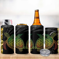 Vanuatu Sand Drawing Turtle 4 in 1 Can Cooler Tumbler Happy Independence Day