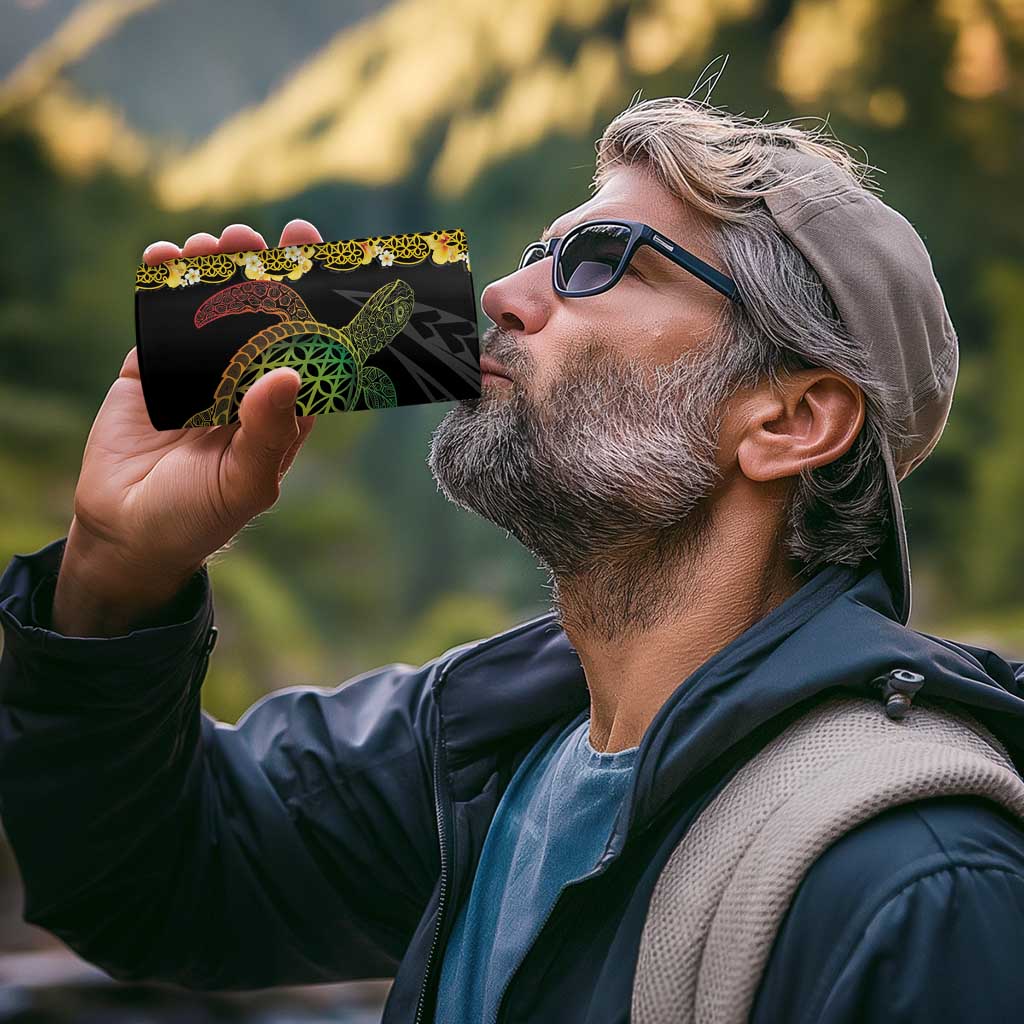 Vanuatu Sand Drawing Turtle 4 in 1 Can Cooler Tumbler Happy Independence Day