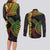 Vanuatu Sand Drawing Turtle Couples Matching Long Sleeve Bodycon Dress and Long Sleeve Button Shirt Happy Independence Day