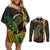 Vanuatu Sand Drawing Turtle Couples Matching Off Shoulder Short Dress and Long Sleeve Button Shirt Happy Independence Day