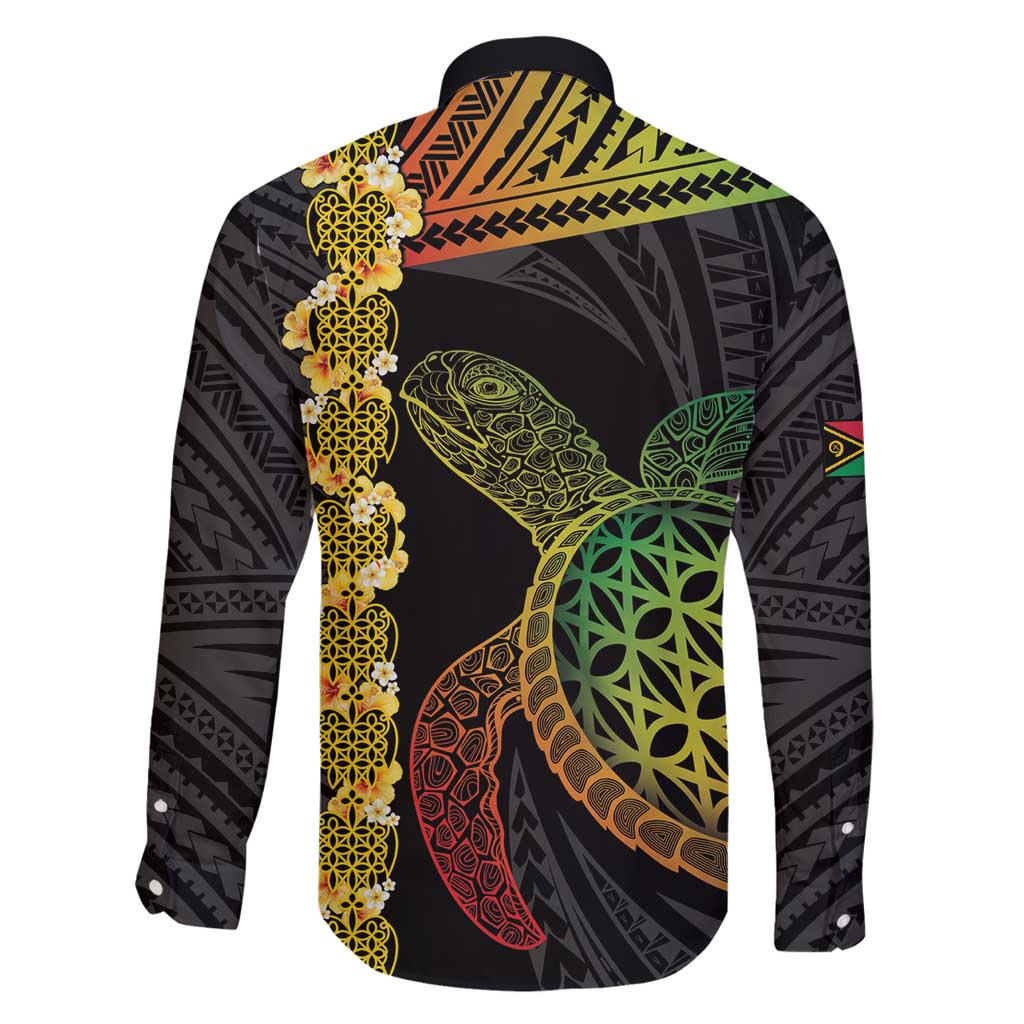 Vanuatu Sand Drawing Turtle Family Matching Long Sleeve Bodycon Dress and Hawaiian Shirt Happy Independence Day LT14 - Polynesian Pride
