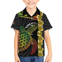 Vanuatu Sand Drawing Turtle Family Matching Long Sleeve Bodycon Dress and Hawaiian Shirt Happy Independence Day LT14 Son's Shirt Black - Polynesian Pride