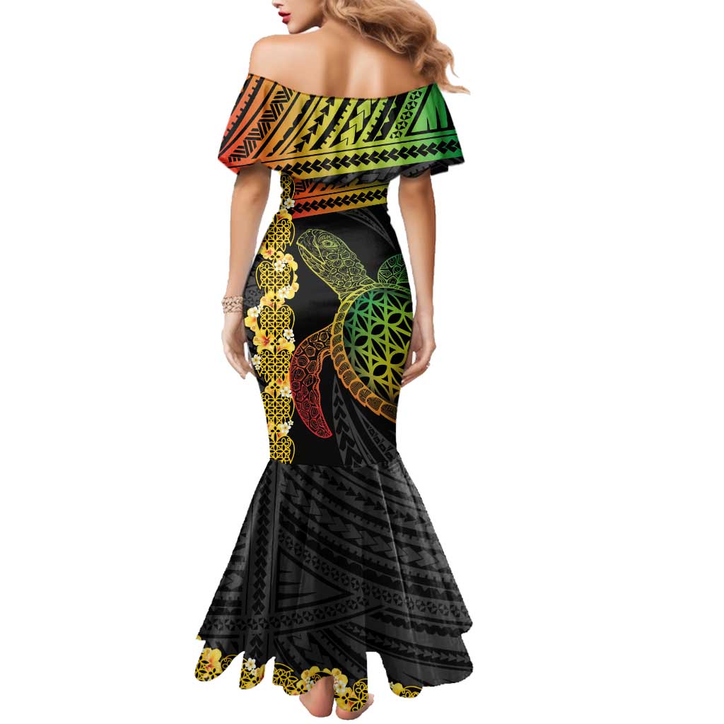 Vanuatu Sand Drawing Turtle Family Matching Mermaid Dress and Hawaiian Shirt Happy Independence Day LT14 - Polynesian Pride