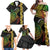 Vanuatu Sand Drawing Turtle Family Matching Off Shoulder Maxi Dress and Hawaiian Shirt Happy Independence Day