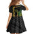 Vanuatu Sand Drawing Turtle Family Matching Off Shoulder Short Dress and Hawaiian Shirt Happy Independence Day