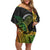Vanuatu Sand Drawing Turtle Family Matching Off Shoulder Short Dress and Hawaiian Shirt Happy Independence Day