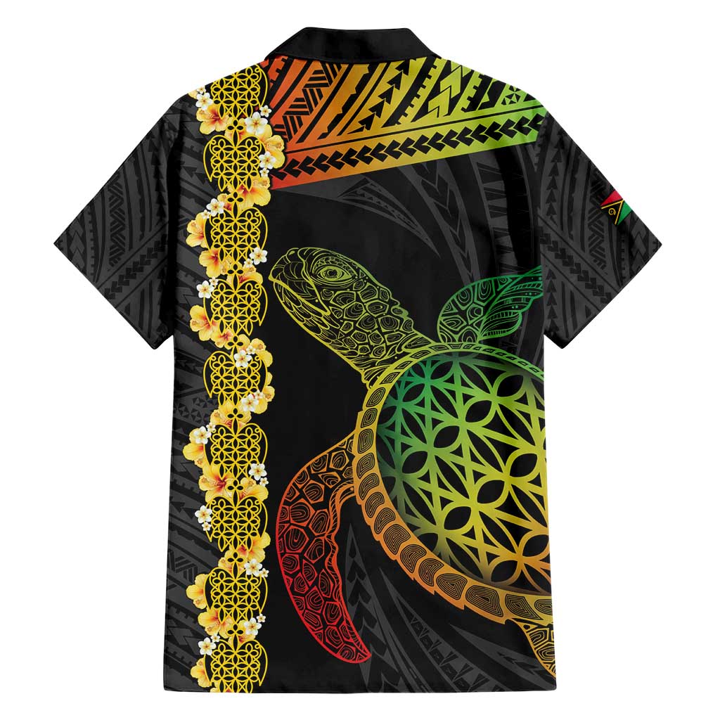 Vanuatu Sand Drawing Turtle Family Matching Short Sleeve Bodycon Dress and Hawaiian Shirt Happy Independence Day LT14 - Polynesian Pride