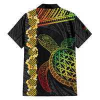 Vanuatu Sand Drawing Turtle Family Matching Short Sleeve Bodycon Dress and Hawaiian Shirt Happy Independence Day LT14 - Polynesian Pride
