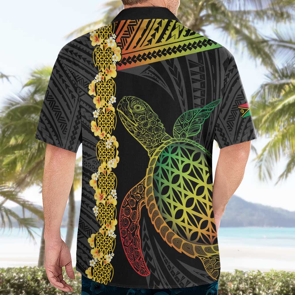 Vanuatu Sand Drawing Turtle Hawaiian Shirt Happy Independence Day