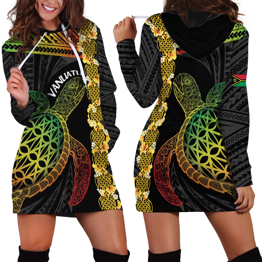 Vanuatu Sand Drawing Turtle Hoodie Dress Happy Independence Day