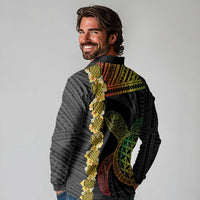 Vanuatu Sand Drawing Turtle Long Sleeve Polo Shirt Happy Independence Day