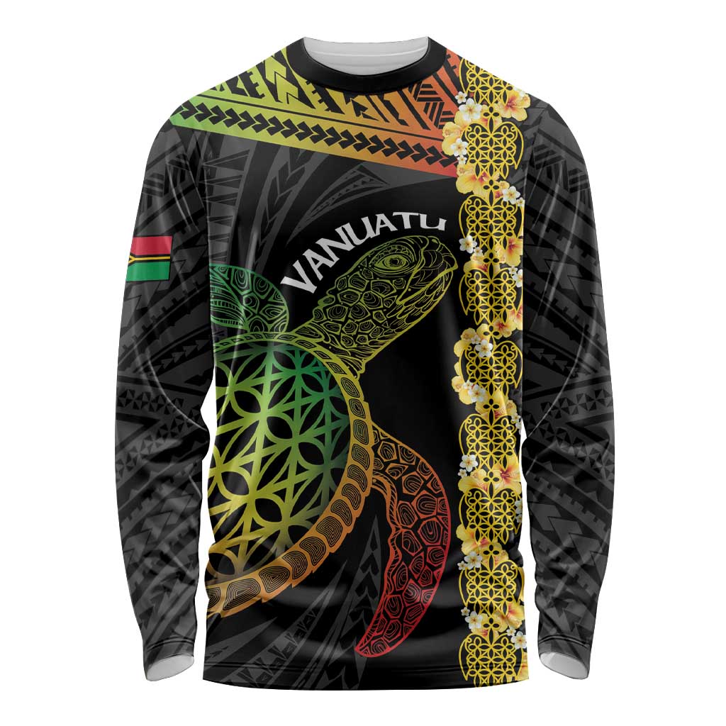 Vanuatu Sand Drawing Turtle Long Sleeve Shirt Happy Independence Day