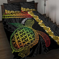 Vanuatu Sand Drawing Turtle Quilt Bed Set Happy Independence Day