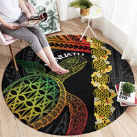 Vanuatu Sand Drawing Turtle Round Carpet Happy Independence Day