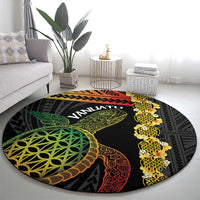 Vanuatu Sand Drawing Turtle Round Carpet Happy Independence Day