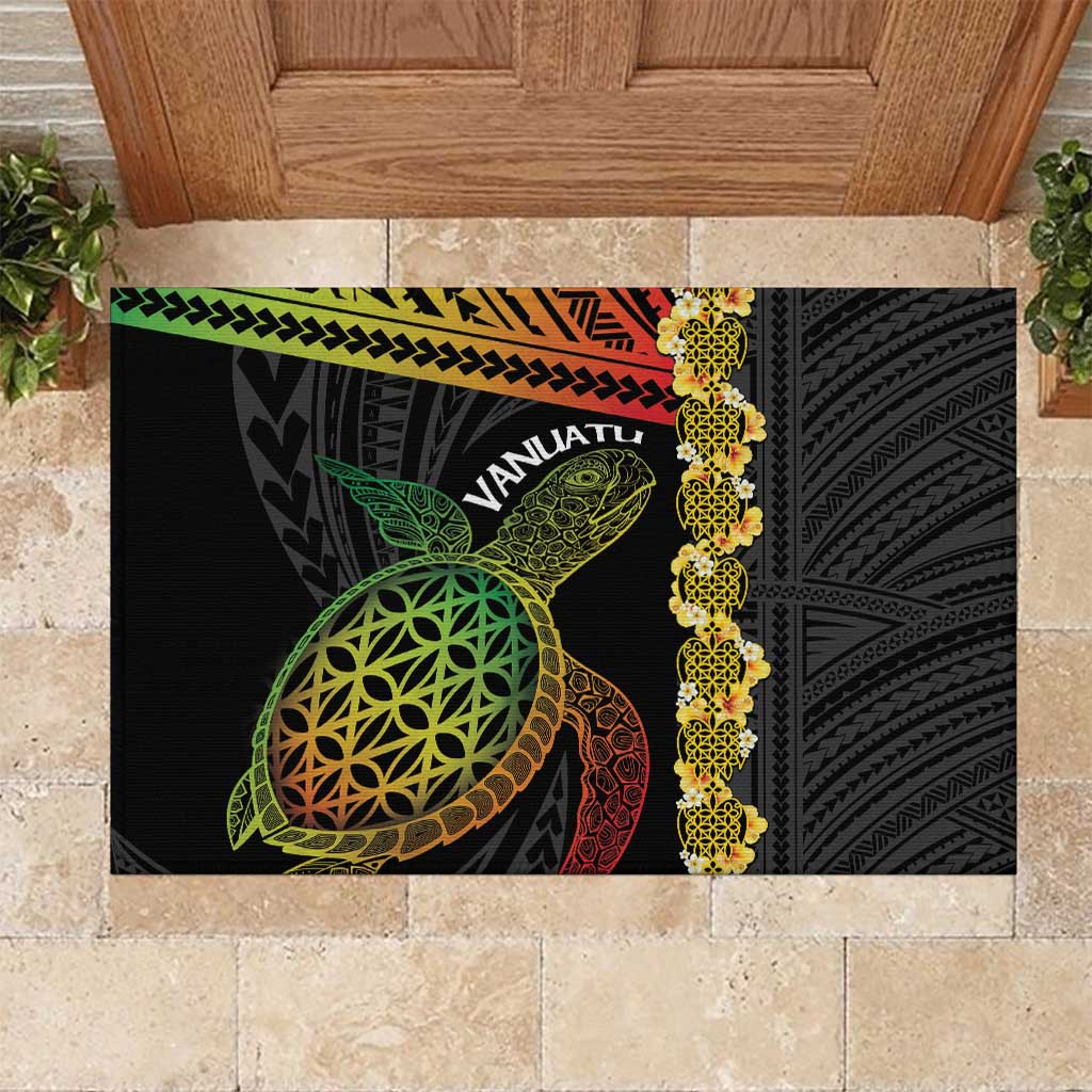 Vanuatu Sand Drawing Turtle Rubber Doormat Happy Independence Day