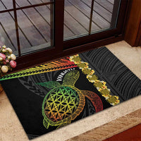 Vanuatu Sand Drawing Turtle Rubber Doormat Happy Independence Day