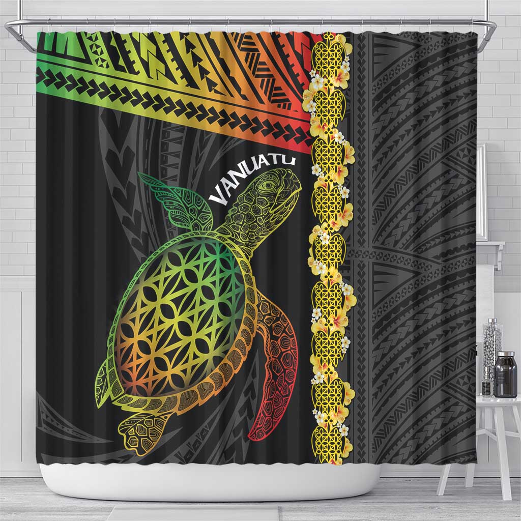 Vanuatu Sand Drawing Turtle Shower Curtain Happy Independence Day